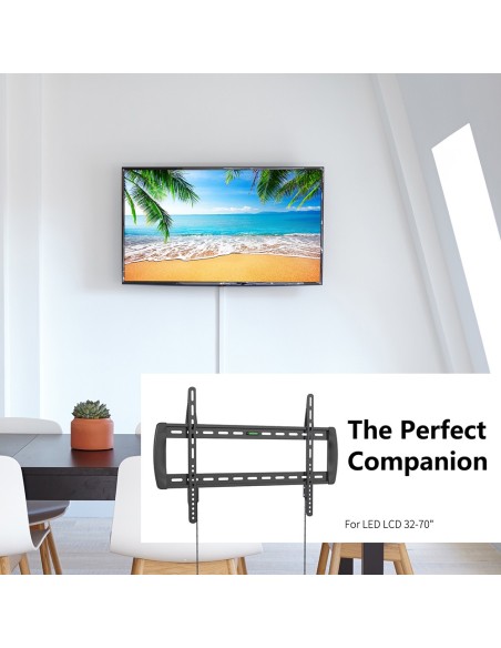 Support mural fixe pour TV 32-70 pouces, noir, charge 45 kg - IRRADIO STV-IR-3270-FIXA