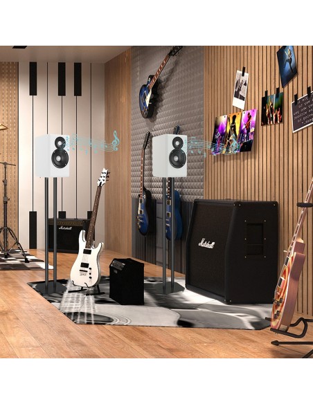 Paar Bodenständer für Lautsprecher, schwarz lackiertes Metall, Traglast 15 kg je Stück - IRRADIO SD-IR-FLOORSOUND