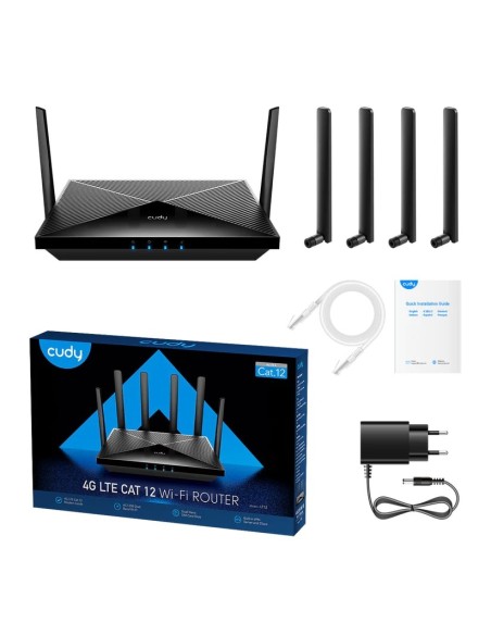 AC1200 Wi-Fi 4G LTE Cat.12 Gigabit Router with dual Nano SIM slots, 4 Gigabit Ethernet ports and VPN support - Cudy LT12