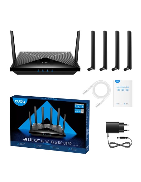Routeur AX1800 Wi-Fi 6 Mesh 4G LTE Cat.18 Gigabit, 2 slot Nano SIM, 4 ports Gigabit Ethernet, 4 antennes amovibles - Cudy LT18