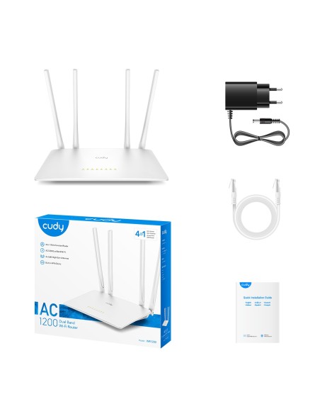 AC1200 Wi-Fi Router met 5 10/100 Mbps poorten, 4 vaste antennes en Cudy Mesh ondersteuning - Cudy WR1200