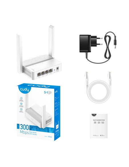 N300 Wi-Fi Router met 300 Mbps 2.4 GHz Wi-Fi, 4 Ethernet 10/100 Mbps poorten en basis ondersteuning - Cudy WR300