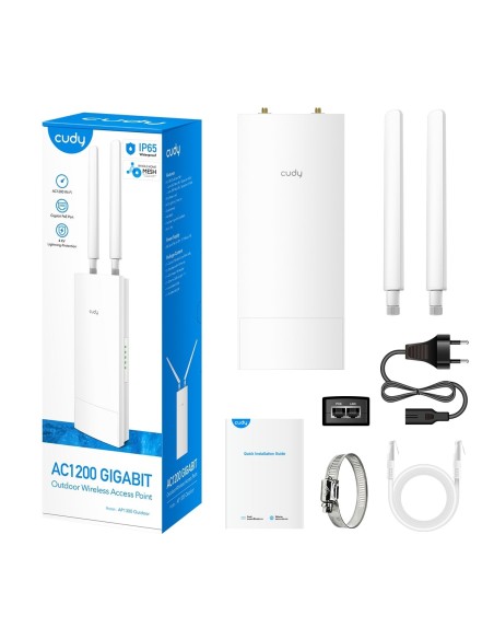 Point d'accès WiFi AC1200 Gigabit extérieur, 2 antennes amovibles, PoE 802.3af/at, IP65 - Cudy AP1300 Outdoor