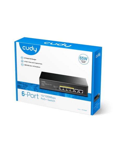 Switch 6 porte 10/100 con 4 PoE, budget 60W, design compatto desktop - Cudy FS1006P