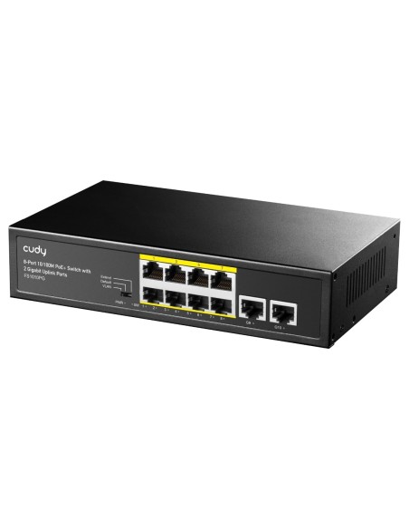 Switch 10 porte 10/100 con 8 PoE, 2 uplink Gigabit, budget 120W, custodia metallo - Cudy FS1010PG