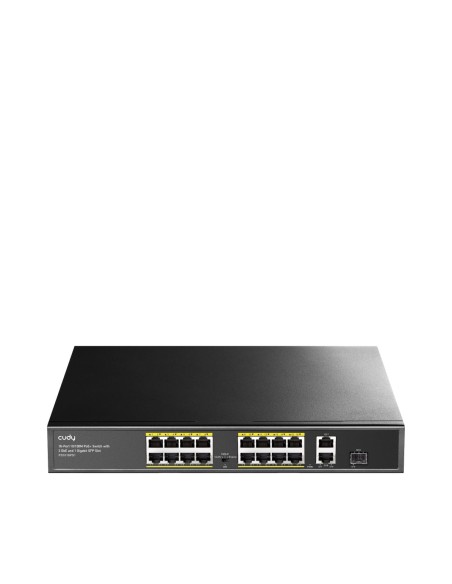 16-Port 10/100 PoE Switch, 2 Gigabit Uplink + 1 SFP, 200W Budget, Rackmount - Cudy FS1018PS1