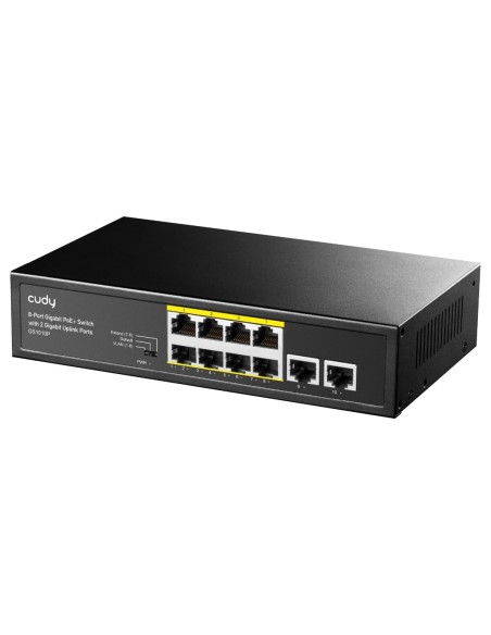 Switch 8 ports Gigabit avec 4 PoE, 2 uplink Gigabit, budget 120W, design compact - Cudy GS1010P