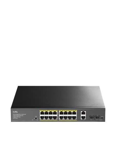 16-Port Gigabit PoE Switch, 8 PoE ports, 2 Gigabit uplink + 2 SFP, 200W budget, rackmount - Cudy GS1018PS2