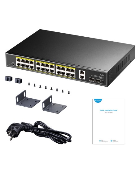 24-Port Gigabit PoE Switch, 16 PoE ports, 2 Gigabit uplink + 2 SFP, 300W budget, rackmount - Cudy GS1026PS2
