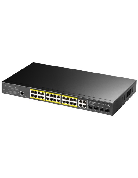 28-Port Layer 2 Managed Gigabit PoE+ Switch, 24 PoE+ + 4 Combo Uplink/SFP, 300W Budget, 1U Rack - Cudy GS2028PS4-300W