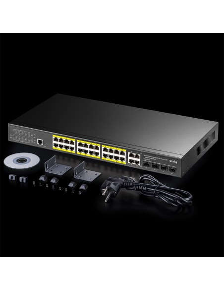 Switch 28 ports Layer 2 Managed Gigabit PoE+, 24 PoE+ + 4 combo uplink/SFP, budget 300W, rack 1U - Cudy GS2028PS4-300W