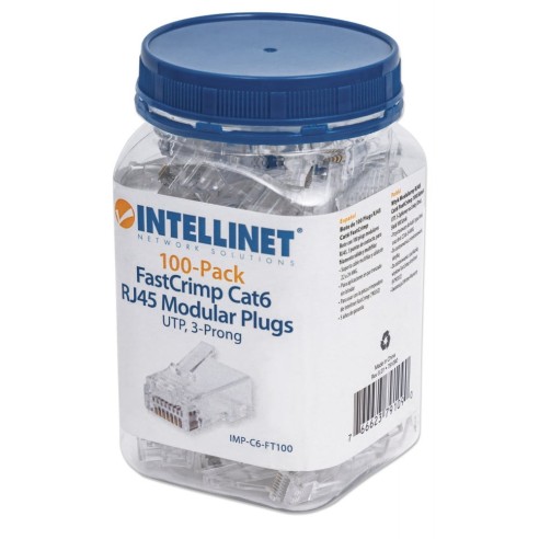 Pack of 100 pass-through RJ45 Cat.6...