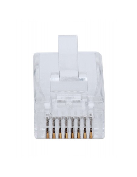 Pack of 100 pass-through RJ45 Cat5e unshielded UTP modular plugs, FastCrimp for quick installation - Intellinet 791083