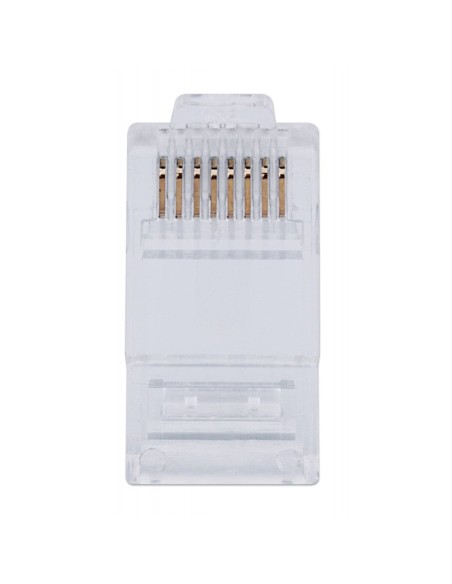 Pack of 100 pass-through RJ45 Cat5e unshielded UTP modular plugs, FastCrimp for quick installation - Intellinet 791083