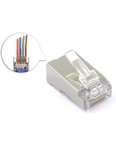 Pack of 50 pass-through RJ45 Cat5e shielded F/UTP modular plugs, FastCrimp for quick installation - Intellinet 791069