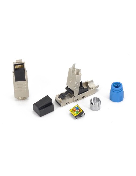 RJ45 Cat.8.1 geschirmter STP Stecker, toolless Montage, für massives und verseiltes Kabel - Techly Professional 109191