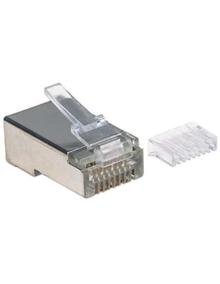 Pack of 90 modular RJ45 Cat.6 shielded STP plugs, three-prong terminal for solid AWG 24-26 cable - Intellinet 790628