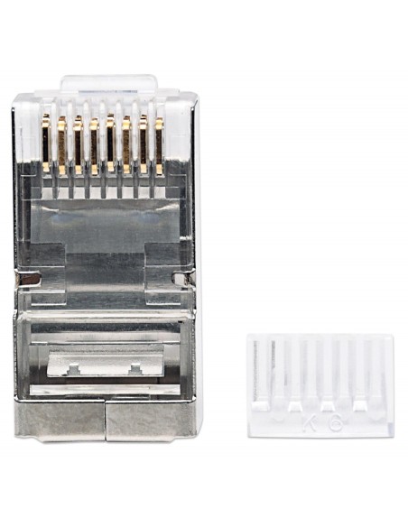 Pack of 90 modular RJ45 Cat.6 shielded STP plugs, three-prong terminal for solid AWG 24-26 cable - Intellinet 790628