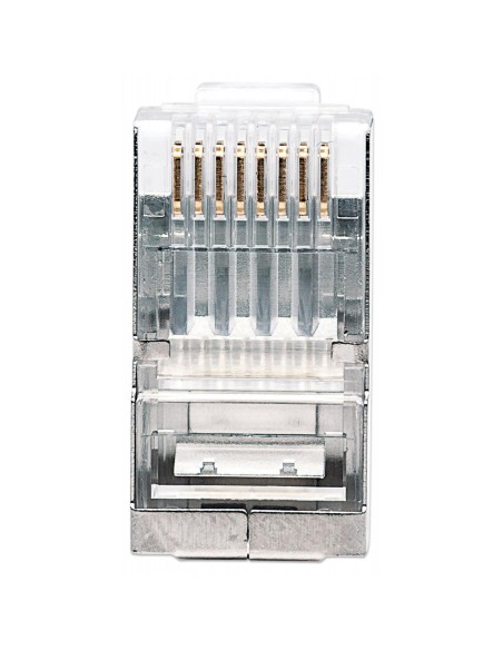 Verpakking van 100 RJ45 Cat.5e afgeschermde F/UTP plugs, tweepolsklem voor soepele AWG 24-26 kabel - Intellinet 790581