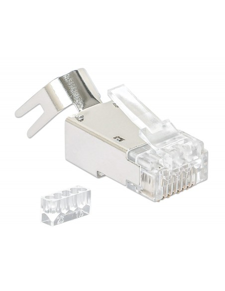 Boîte de 50 connecteurs RJ45 Cat.6A blindé STP, câble rigide et souple, borne à 3 dents - Techly Professional 790505