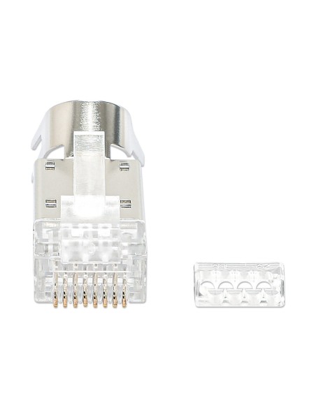 Pack of 50 RJ45 Cat.6A shielded STP plugs, for solid and stranded cable, 3-prong terminal - Techly Professional 790505