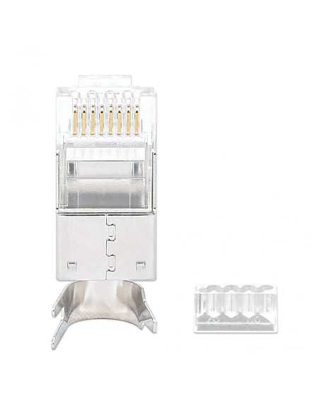 Packung mit 50 RJ45 Cat.6A geschirmten STP Steckern, für massives und verseiltes Kabel - Techly Professional 790505