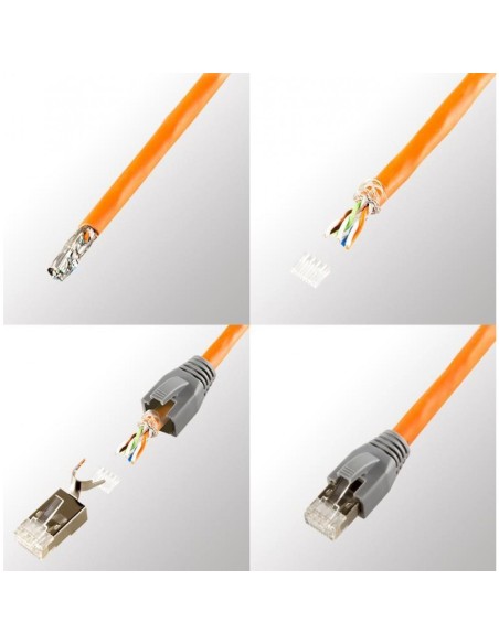 Plug RJ45 Cat.6A blindé STP, pour câble rigide et souple Cat.6/6A/7, lot de 10 pièces - Techly Professional 116613