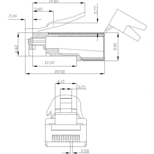 RJ45 Cat.6A shielded STP plug, for...