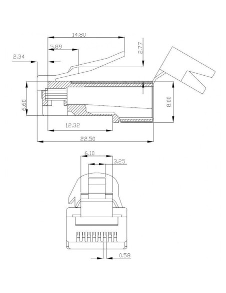 RJ45 Cat.6A shielded STP plug, for solid and stranded Cat.6/6A/7 cable, 10-pack - Techly Professional 116613