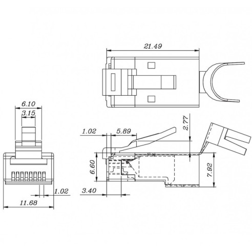 Plug Cat. 6A/7/7A/8.1 RJ45 blindé,...