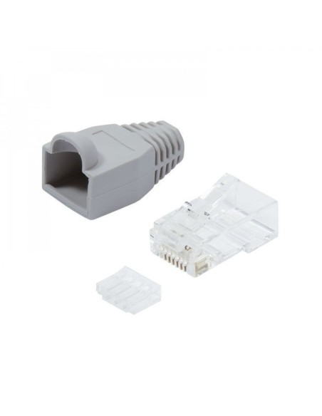 Cat.6 RJ45 Stecker und Knickschutztülle für ungeschirmtes Kabel, 100er-Pack Grau - Logilink MP0023