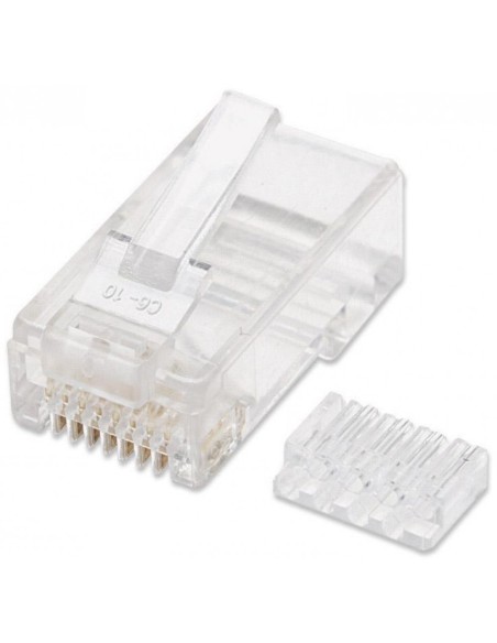 Verpakking van 100 RJ45 Cat.6 ongeafgeschermde UTP plugs voor massieve kabel, drietandsklem - Intellinet 503006