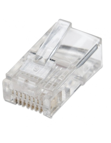 Packung mit 100 RJ45 Cat.5e ungeschirmten UTP Steckern für verseiltes Kabel, Zweizahn-Klemme - Intellinet 502375