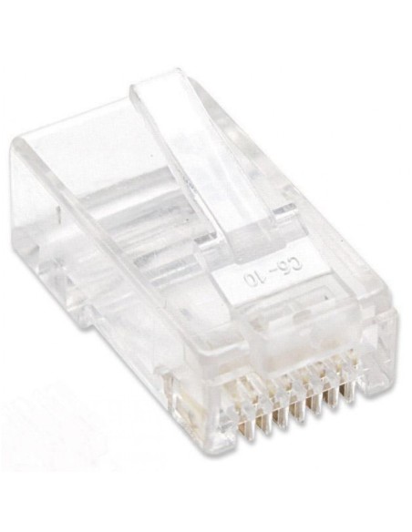Packung mit 100 RJ45 Cat.5e ungeschirmten UTP Steckern für massives Kabel, Dreizahn-Klemme - Intellinet 502399