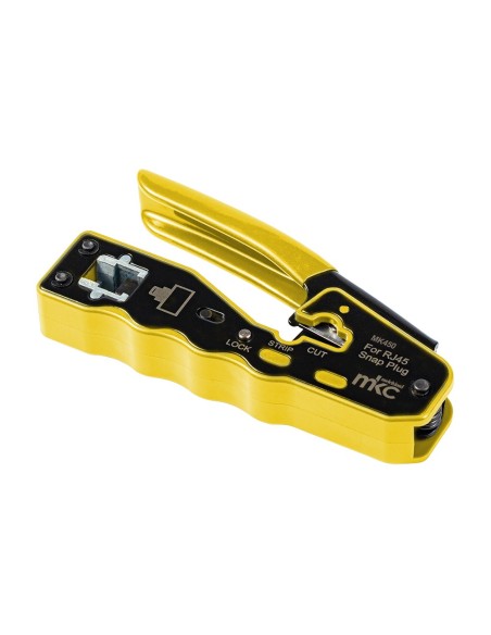 Compact pass-through crimping tool for RJ45 Cat.5e/6/6A with cutting and stripping - MKC MK450