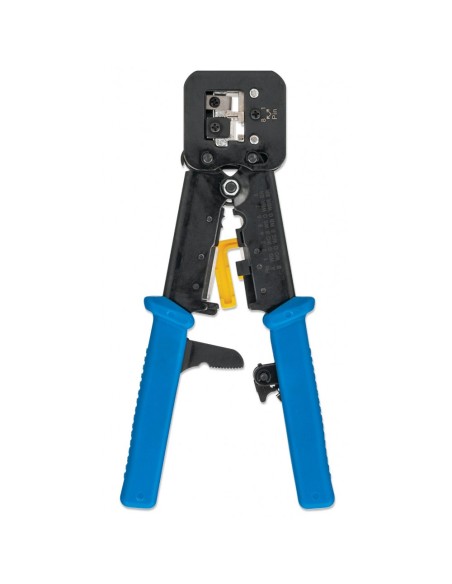 Crimping tool for pass-through plugs RJ45, RJ12, RJ11, integrated cutting and stripping - Techly Professional 621062
