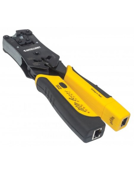 Attrezzo professionale multifunzione per crimpatura, taglio, spellatura e test di cavi di rete - Intellinet I-HT 400U