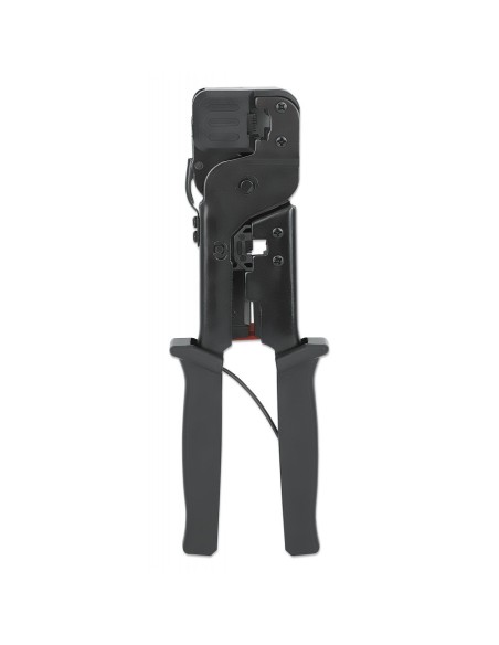 Professioneel multifunctioneel crimp gereedschap voor RJ45, RJ12 en RJ11 stekkers met knippen en strippen - Intellinet 210836