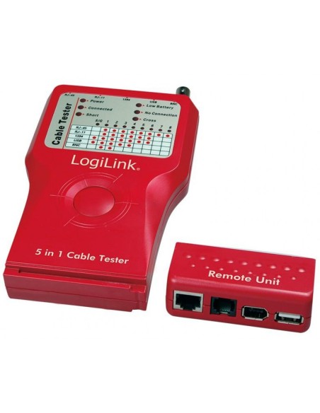 Multifunktionaler Netzwerktester für Firewire-, RJ45 Cat.5/6-, ISDN-, USB- und BNC-Kabel - Logilink WZ0014