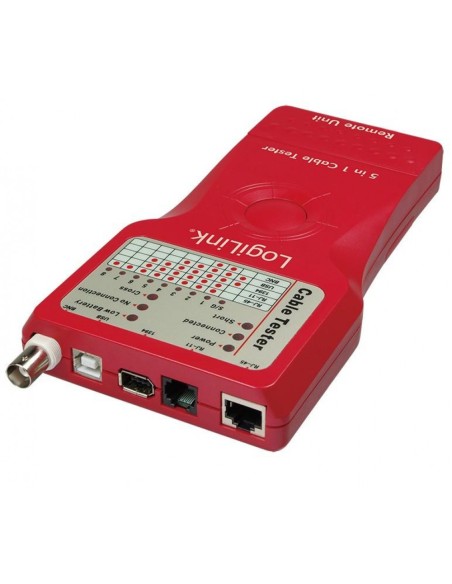 Multifunctionele netwerktester voor Firewire, RJ45 Cat.5/6, ISDN, USB, BNC kabels met pin-to-pin test - Logilink WZ0014