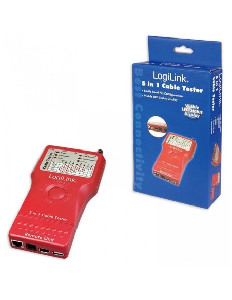 Multifunktionaler Netzwerktester für Firewire-, RJ45 Cat.5/6-, ISDN-, USB- und BNC-Kabel - Logilink WZ0014