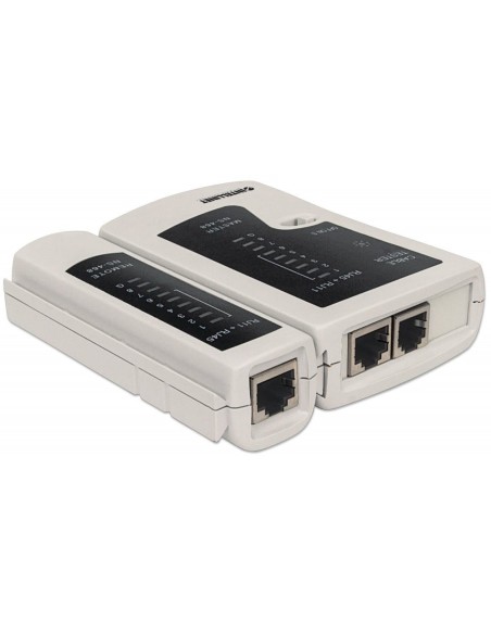 Netzwerktester für RJ11-, RJ12- und RJ45-Kabel mit Pin-to-Pin-Test, Durchgangsprüfung und Schutzhülle - Intellinet 780087