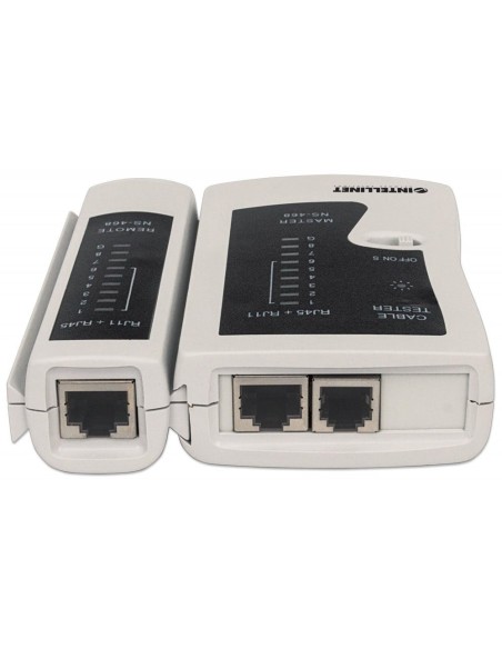Netzwerktester für RJ11-, RJ12- und RJ45-Kabel mit Pin-to-Pin-Test, Durchgangsprüfung und Schutzhülle - Intellinet 780087