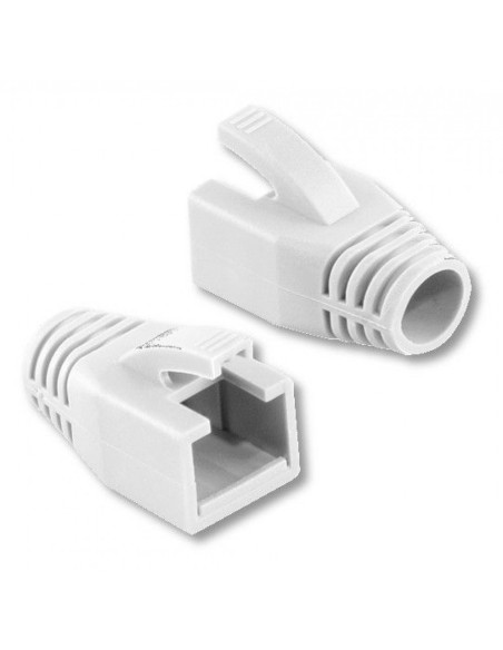 RJ45 plug boot, 8mm cable entry, white, pack of 10pcs - Intellinet 791021