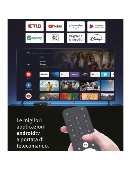 Smart Android TV BoxQ 4K Decoder mit DVB-T2 Dongle, Google Assistant, Dolby Audio, Wi-Fi -  DPATV2