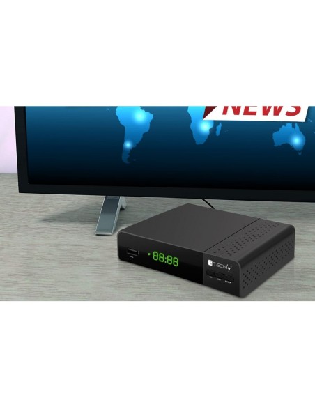 Digital terrestrial decoder receiver DVB-T/T2 H.265 HEVC 10bit with display and universal 2-in-1 remote - TECHLY 360998
