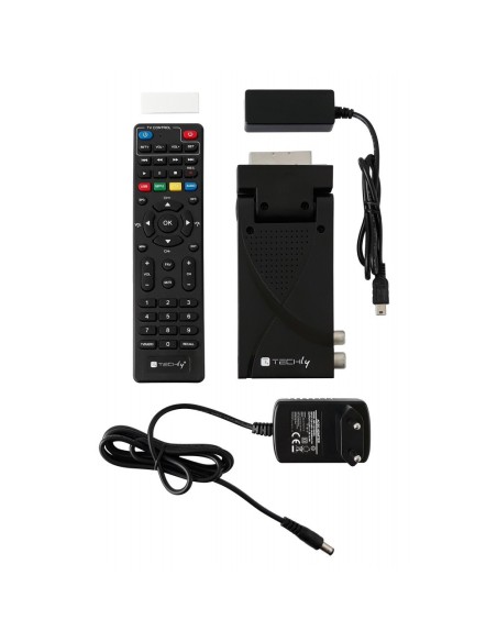 Digitaler terrestrischer Decoder-Empfänger DVB-T/T2 H.265 HEVC 10bit mit USB, HDMI, SCART, Fernbedienung - TECHLY 360981