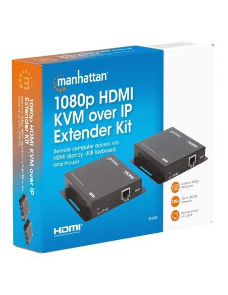 HDMI Over IP KVM Extender Kit 1080p@60Hz bis 120 m, USB, 3D - Manhattan 208413
