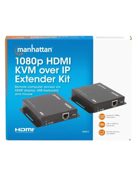 HDMI Over IP KVM Extender Kit 1080p@60Hz bis 120 m, USB, 3D - Manhattan 208413