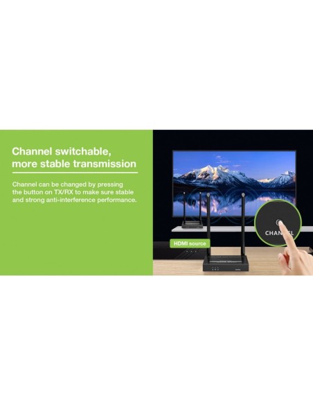 Draadloos HDMI Extender Kit 5 GHz 4K@60Hz tot 50 m, IR pass-back - Techly 368222